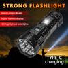 USB Rechargeable LED Flashlight Super Bright LED Torch with LEDs & Side Light Waterproof Lamp for Camping Fishing