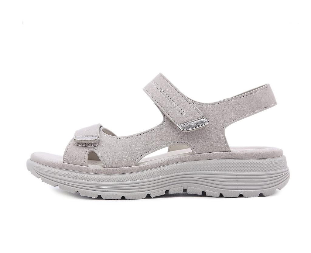 ZUYEE Platform Sandals with Velcro Comfortable Sports Sandals for Outdoors and Casual Soft and Easy to Walk Size Women's Closure, Wear, in, Beige,