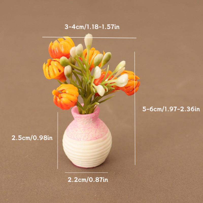1 Piece 1:12 Dollhouse Miniature Plastic Simulation Colorful Floral Plants Potted Outdoor Doll House Model Diy Accessories