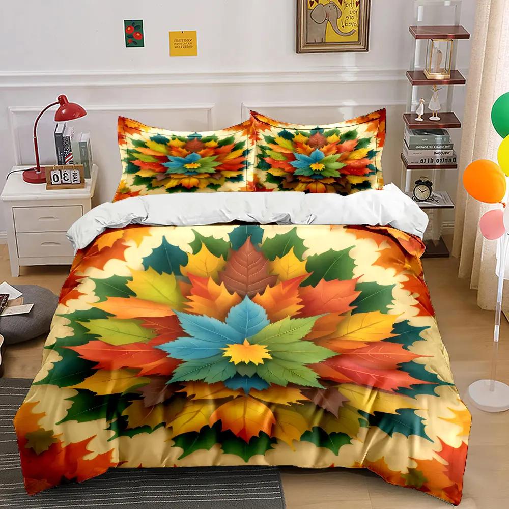 "Autumn Leaves Decorative Set" Soft Comfortable Duvet Cover Bedding Set Included 1*Duvet Cover & 2*Pillowcases gift