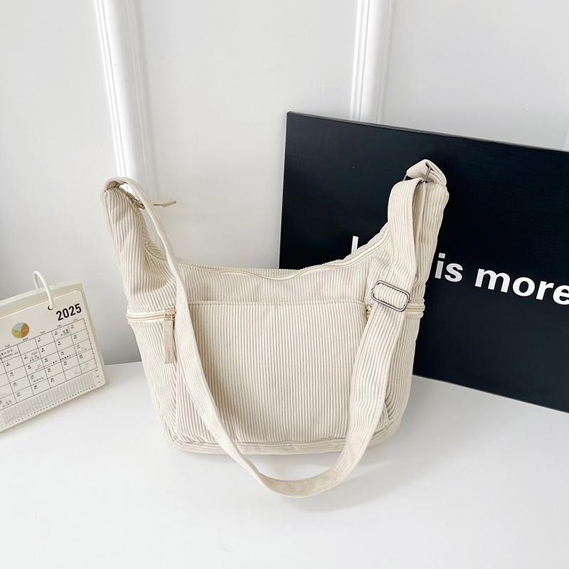 Hobo Bag Women's Large Capacity Shoulder Bag Commuter Corduroy Bag Student Class Crossbody Bag