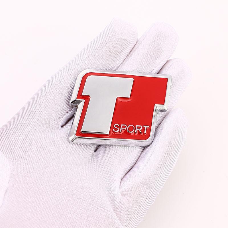 Metall Bil T Sport Logo Bagasjelokk Karosserimerke Emblem Dekaler Klistremerke For 8-6 P-rado C-HR S-UPRA C-orolla Prius Y-ARiS Hilux C-amry R-AV4
