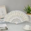 Fashion Wedding White Lace Folding Fan Plastic Wedding Cosplay Party Home Decorative Fan Ancient Bride Hand Fan Decoration