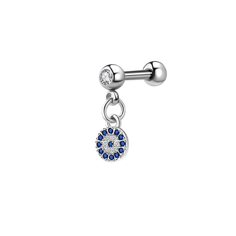 Edelstahl Zirkonia Hantel Knorpelohrringe mit Teufelsteckern, Auf Lager