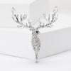 Rhinestone Longhorn Elk Brooches for Women Unisex Glass Animal Pins Banquet Party Backpack Gifts Jewelry Accessories