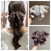 Sweet Bow Shark Clip Large Women Hair Grab Clip Crystal Chiffon Hair Claw  Hair Accessory