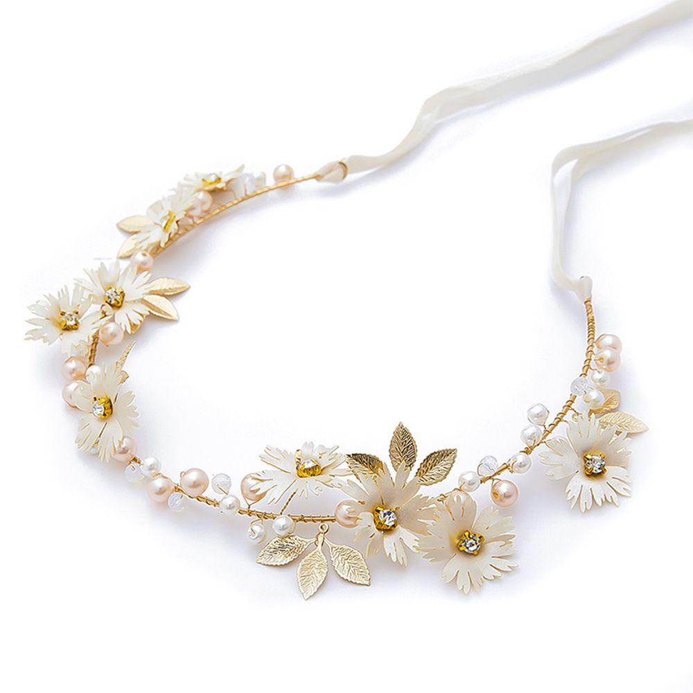 

Свадебная жемчужная свадебная повязка на голову Тиары Повязка на голову Гирлянды белый