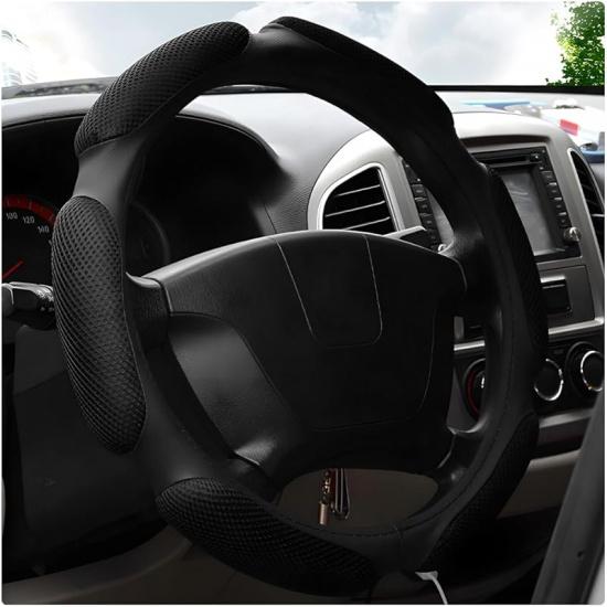 Car Steering Wheel Cover, 15" Anti-Slip Steering Wheel Protector Soft Hand Pad Cushion, Breathable Ice Silk Auto Wheel Wraps Comfy Grip All-Season