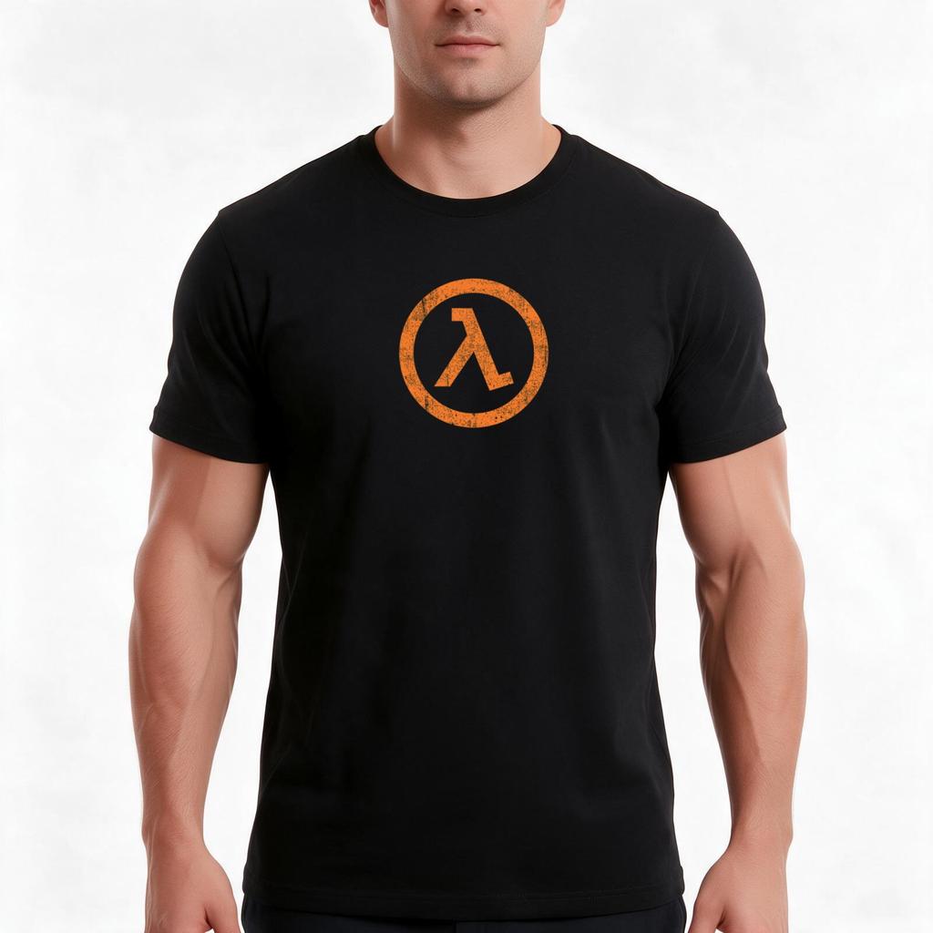 Half Life Lambda Tshirt Summer Casual Cotton Tee Oversized Streetwear Tops Vintage Graphic Print Loose Fit Short Sleeve