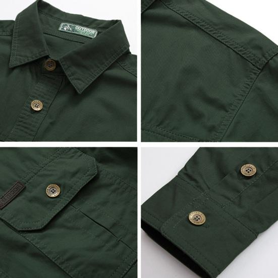 Men Shirt Turn-down Collar Long Sleeve Button Closure Breathable Sweat Absorption Casual Men Shirt Top