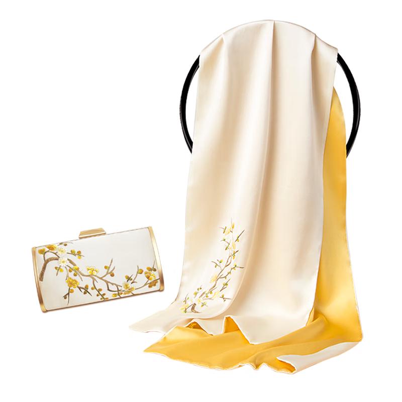 Suzhou Embroidery Mulberry Silk Scarf & Shawl Gift Set