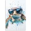 YMXZHUANSH Sea Turtle Canvas Wall Art for Bathroom Turtles with Glasses Pictures Funny Turtle Painting for Home Decor Unframed(White 12.00" x 18.00")