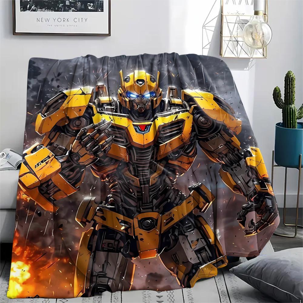 1Pc Transformer Robot Print Flannel Blanket, High Quality Comfortable for All Seasons, Home Decor, Warmth and Comfort, Perfect for Christmas Gifts