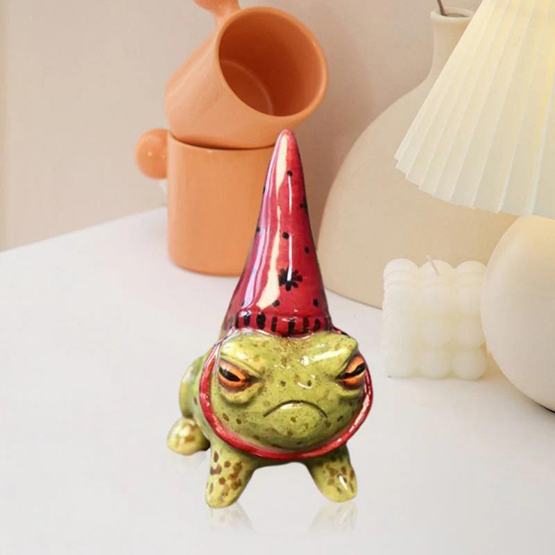 Frog Lawn Ornaments Witch Hat Little Frog Statue Resin Figurine Hand-Painted Outdoor Yard Art Sculpture Decorations For Indoor