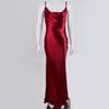 Women's Elegant Satin Slip Dress - Sexy Backless Strappy Nightclub Evening Gown