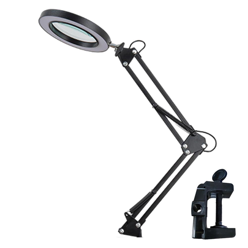 10X Flexible Desk Lamp LED Illuminated Magnifier 3 Colors LED Magnifying Glass Clamp-on Table Lamp Soldering Repair Works Light