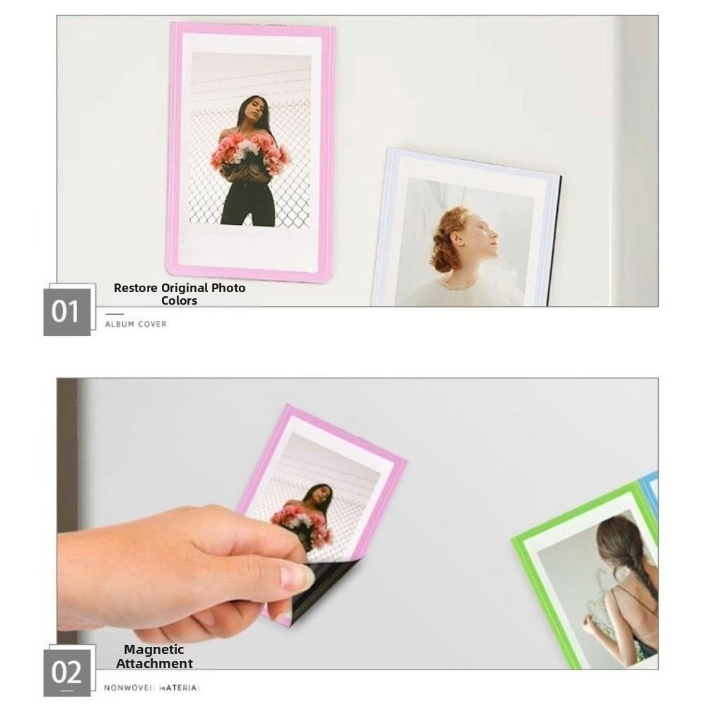 5pcs Photo Bag 3-Inch Magnetic Photo Frames Plastic Reusable Mini Photo Frames Decorative Colorful Photo Pocket School Cabinet
