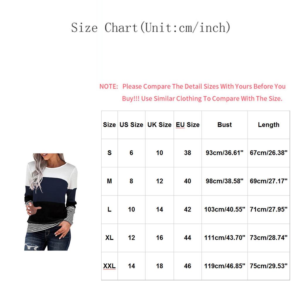 Winter Women's Long-Sleeved Striped  Stitching Sweatershirt Tops