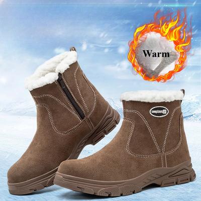 Scarpe Antinfortunistiche Invernali da Uomo in Pelle Scamosciata Anti-Scottatura Industriali Anti-Schiacciamento Anti-Perforazione Scarpe da Lavoro Stivali da Neve Outdoor da Uomo