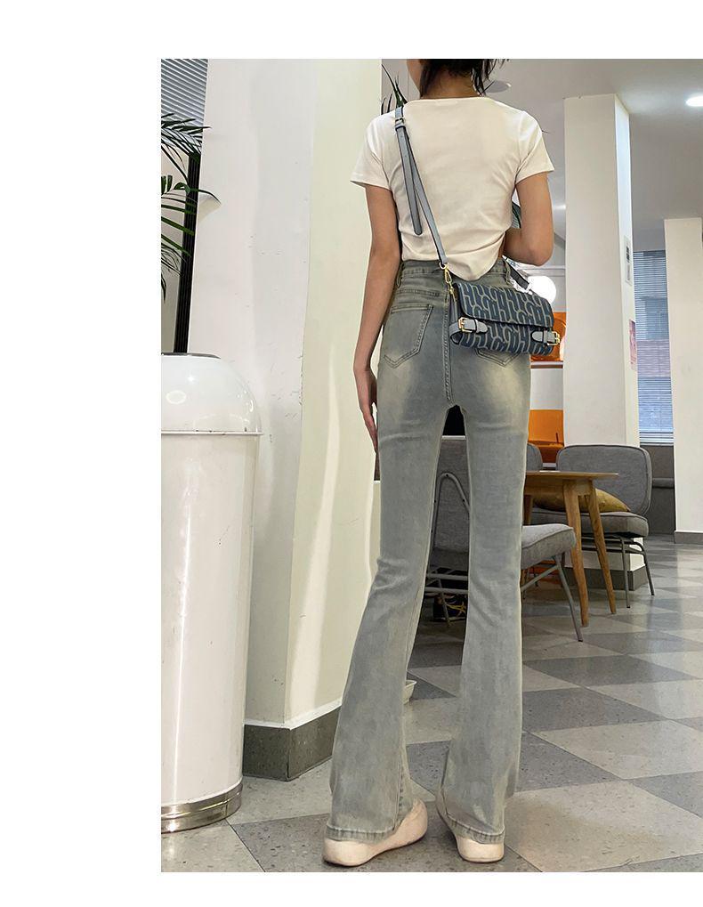 Women's High Waist Light Flare Jeans - Slim Fit Micro Flare, Elastic and Stylish for Spring & Autumn