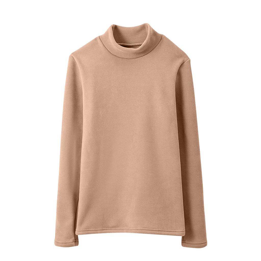 Women's Fashion Winter Solid Colour Long Sleeve Fleece Thickened Top