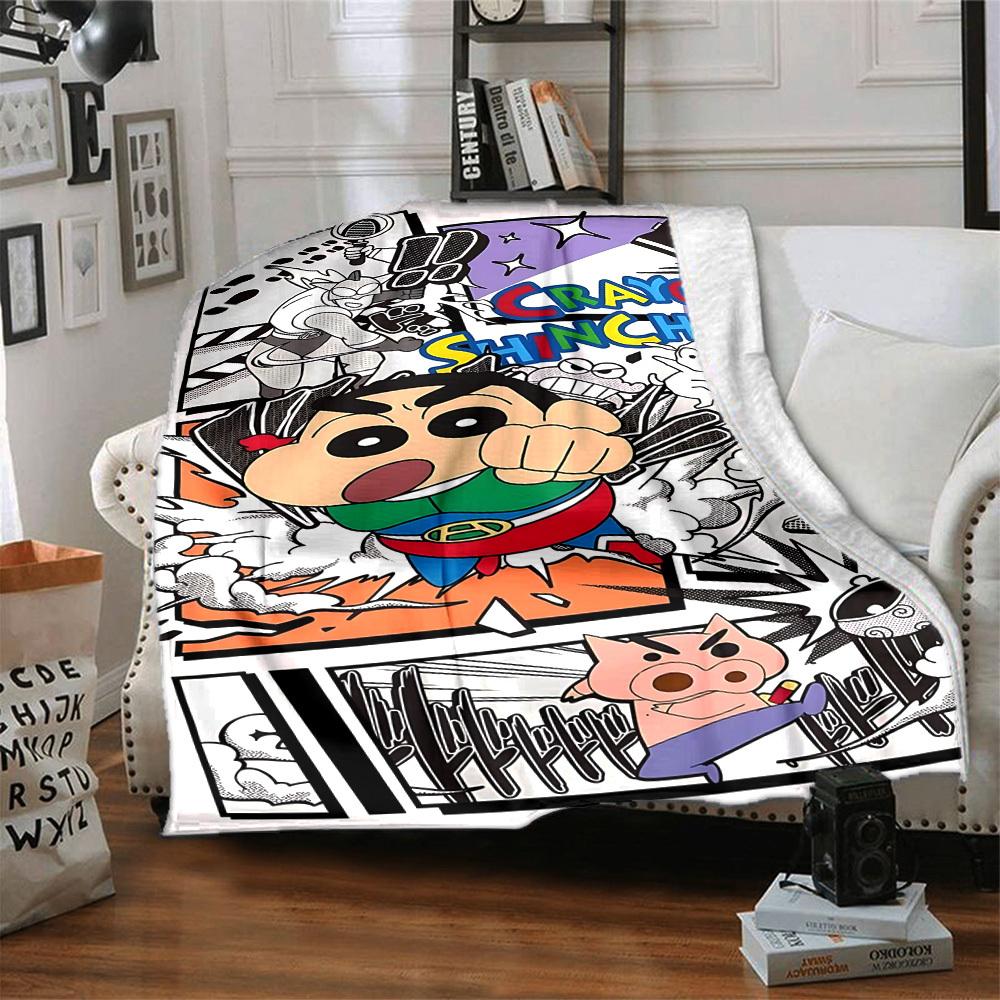 1pc Crayon Shin chan Blanket Lightweight Flannel Blanket Throw Blanket For Sofa, Bed, Travel, Camping, Livingroom, Office, Couch