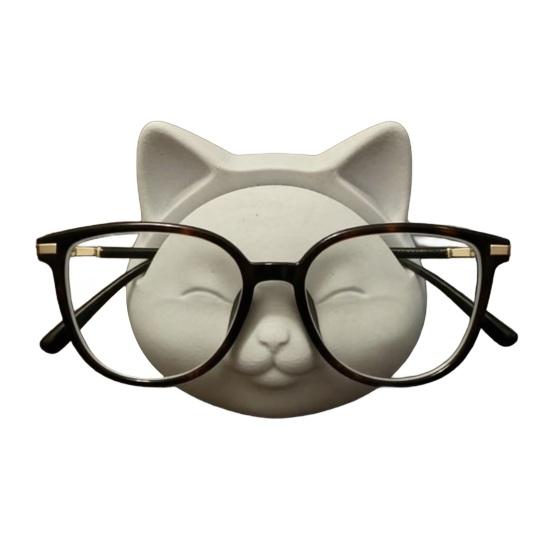 Cute Cat Glasses Holder Small Resin Animal Spectacle Display Stand Desk Eyeglasses Organizer for Office Home Nightstand Shelf Decor A
