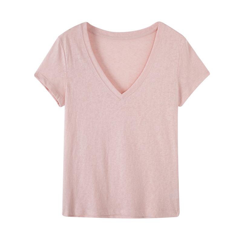 Korean Style High-End Women's V-Neck Short Sleeve T-Shirt - Summer 2026 Bestseller