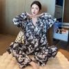 2025 spring Women's Pajamas Set Silk Cartoon Panda Long Sleeve Sleepwear Leisure Nightwear Pyjamas for Women Homewear