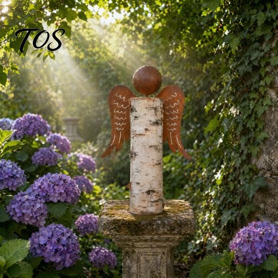 Artistic Yard Decor for Garden Rusty Vintage Angel Wings Wall Decor, Metal Winged Ornament Sculpture, Weatherproof Outdoor Decorative Backyard