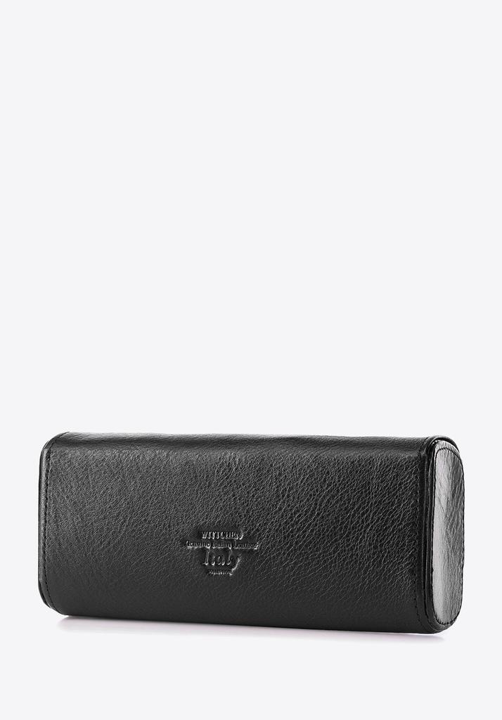 Wittchen Men's Leather Glasses Case, Simple Black, Natural Leather