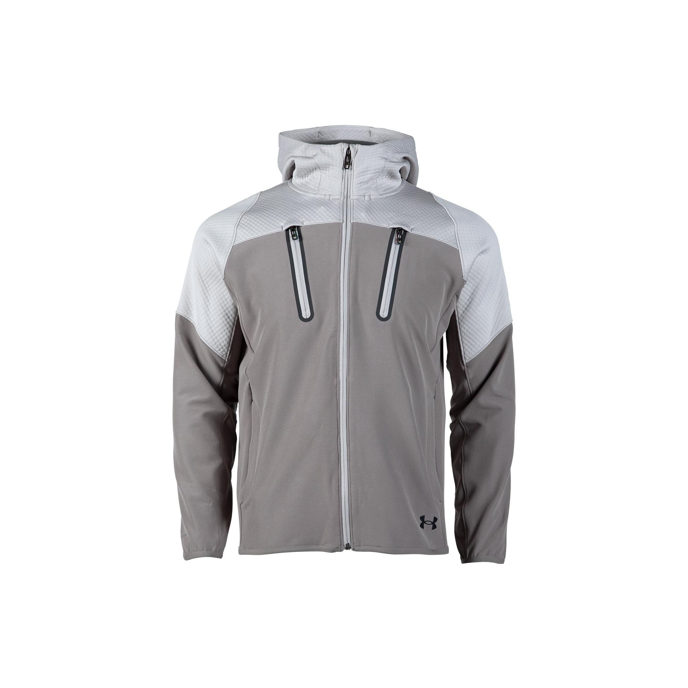 Under Armour Color Block Logo Print Hooded Jacket Men Gray 1374630-592 M