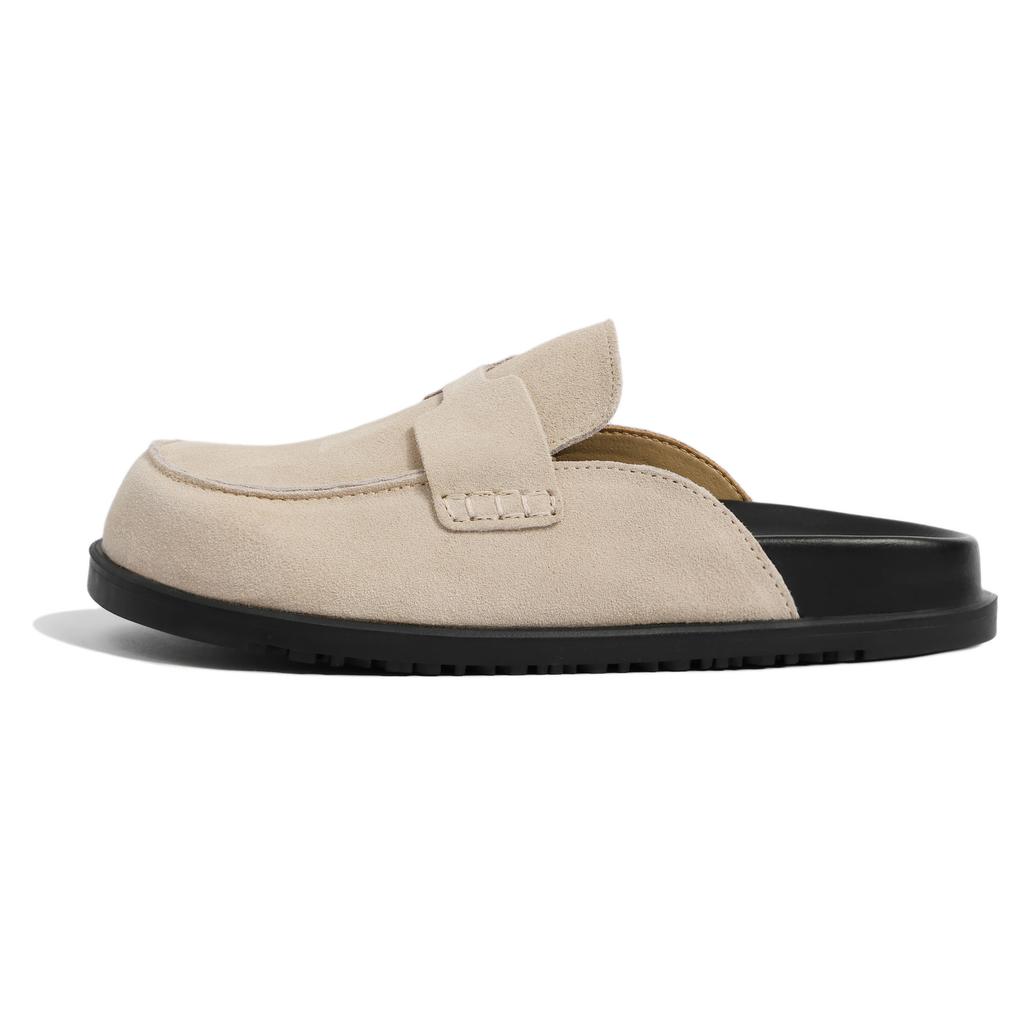 Full Cowhide Boken Shoes Women's Baotou Half-tow Soft Sole Thick-soled Lazy Leather Boken Slippers Spring and Summer Wear