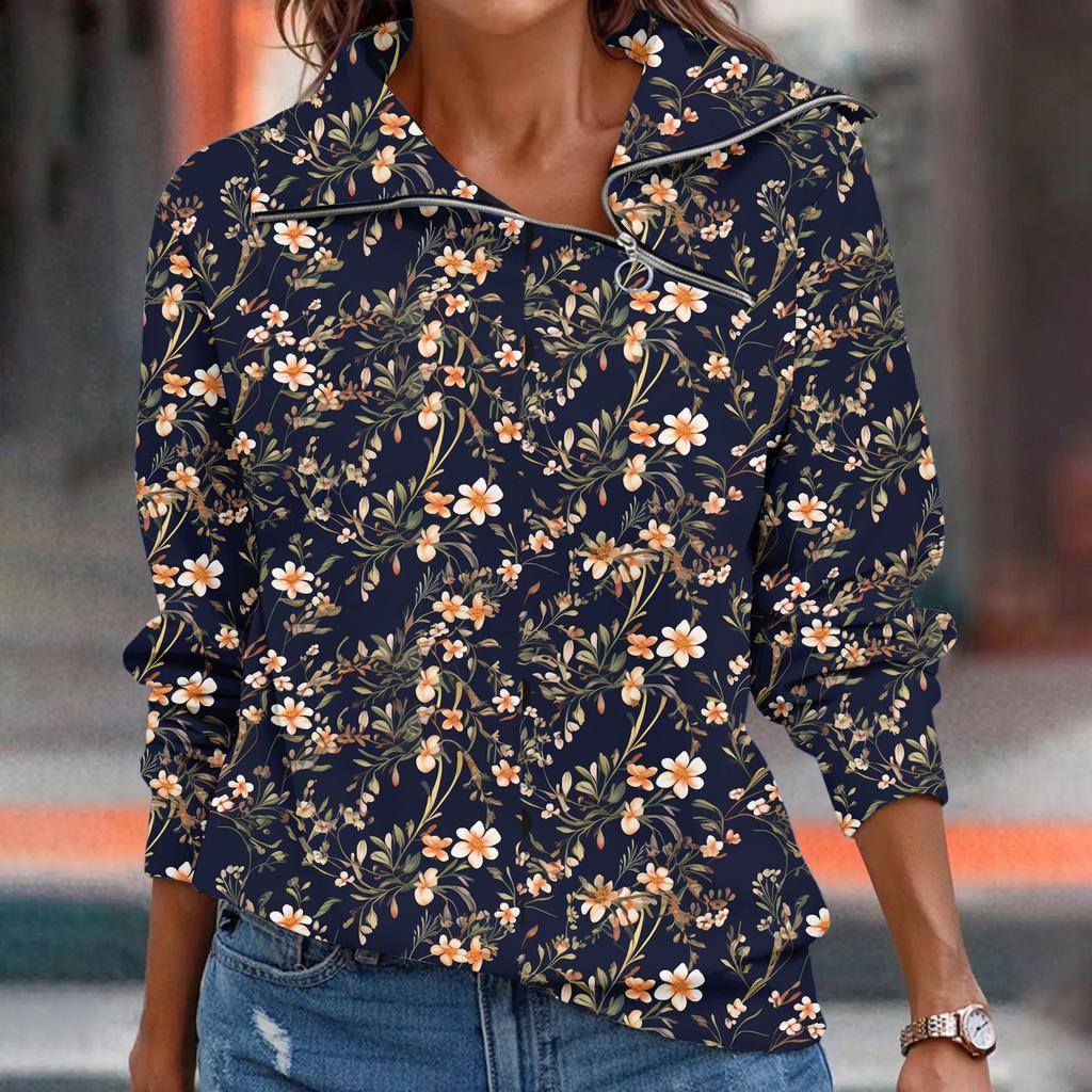 Women  T-shirt Loose  Pullover Sports Tops  Casual V Neck Long Sleeve Printed Top