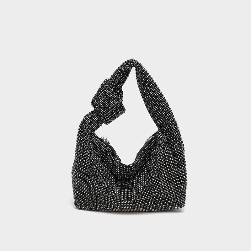 

Женская сумка-ведро со стразами - Сумка-клатч на цепочке класса А, Полностью бриллиантовая сумка на плечо и с узлом