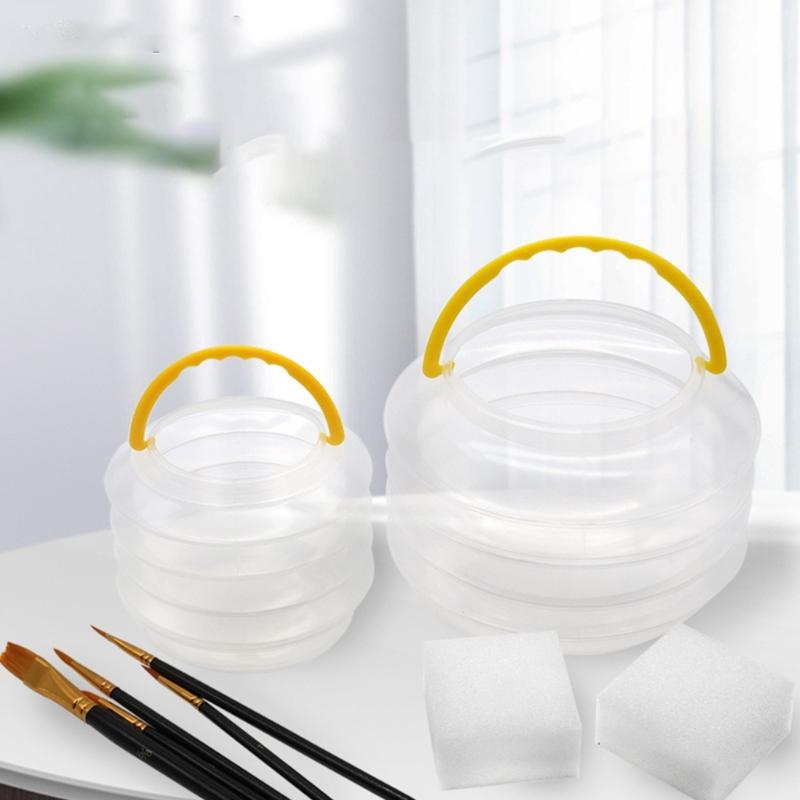 Painting Brush Washing Bucket Mini Foldable Plastic Acrylic Oil Painting Brush Bucket for Art Watercolor Oil Painting