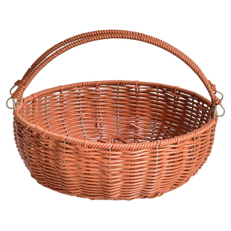 Round Woven Rattan Storage Basket for Snacks and Fruit – Decorative Living Room Organizer