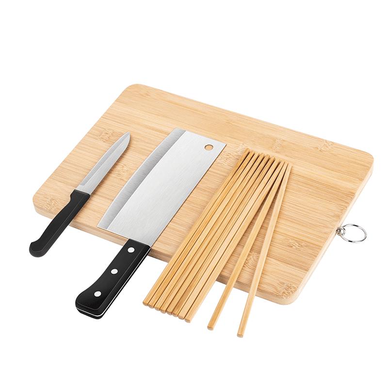 Maxcook Bamboo Cutting Board 4-Piece Set with Knives & Chopsticks