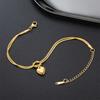 Solid Heart Charm Bracelet 18K Gold Plated Hollow Heart Knot Snake Chain Stainless Steel Adjustable Hand Chain Jewelry Girl Gift