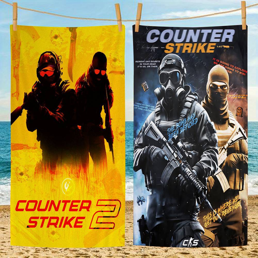 Counter-Strike CS 2 Vintage Microfiber Printed Beach Towel Mountain Climbing Yoga Beach Swimming Running Absorbent Soft Towel
