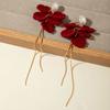 Bowknot Red Velvet Bow Earrings Zinc Zinc Alloy New Year Earrings Wine Red Bow Drop Earrings  Decoration