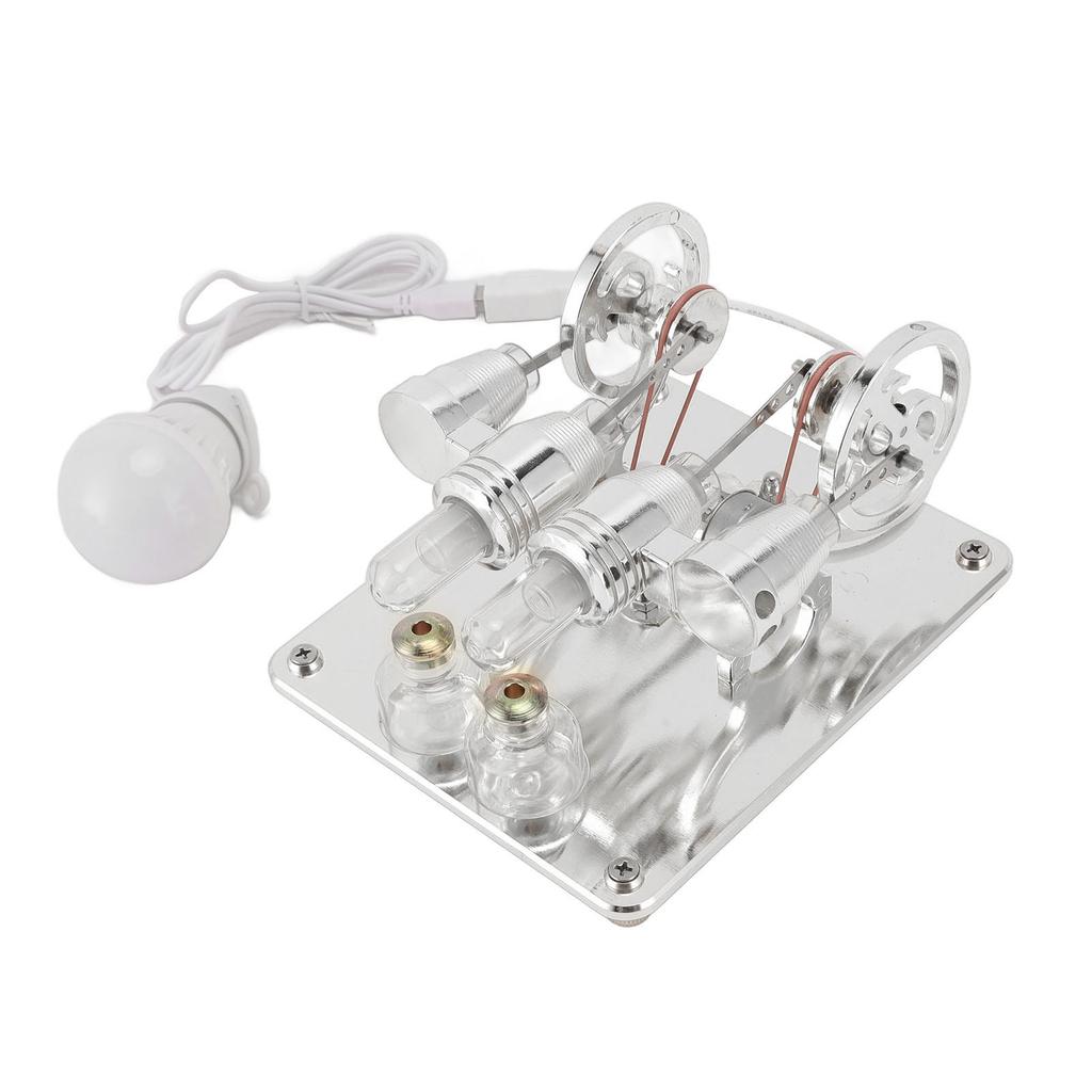 4 Cylinder Hot Air Stirling Engine DIY High Hardness LED Light Stirling Engine for Kids Students