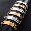 22cm Edelstahl Leeres Etikett Armband für Männer Frauen Punk Junge Gebogener Balken Anhänger Armreif Hand Kubanische Kette Armband Metall Schmuck