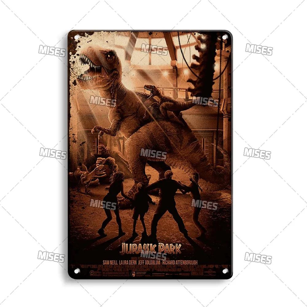 MISES Film Classico Jurassic Park Targa Metallica Pub Targa Metallica Giardino Vecchia Targa Murale Segno Metallico Arrugginito Decorazione Murale Poster Metallico