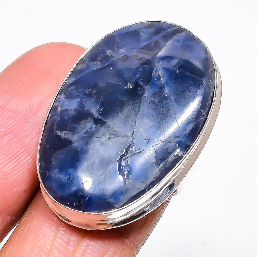 

Natural Sodalite Gemstone Handmade 925 Sterling Silver Jewelry Ring Size 6 AR-16615