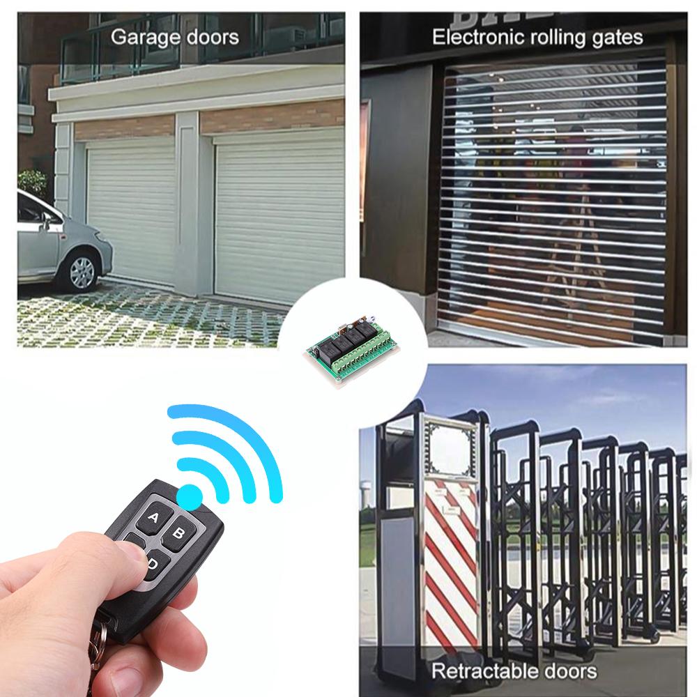 433Mhz RF Remote Control Circuit Universal Wireless Switch DC 6V 12V 4CH Rf Relay Receiver and Keyfob Transmitter for Garage