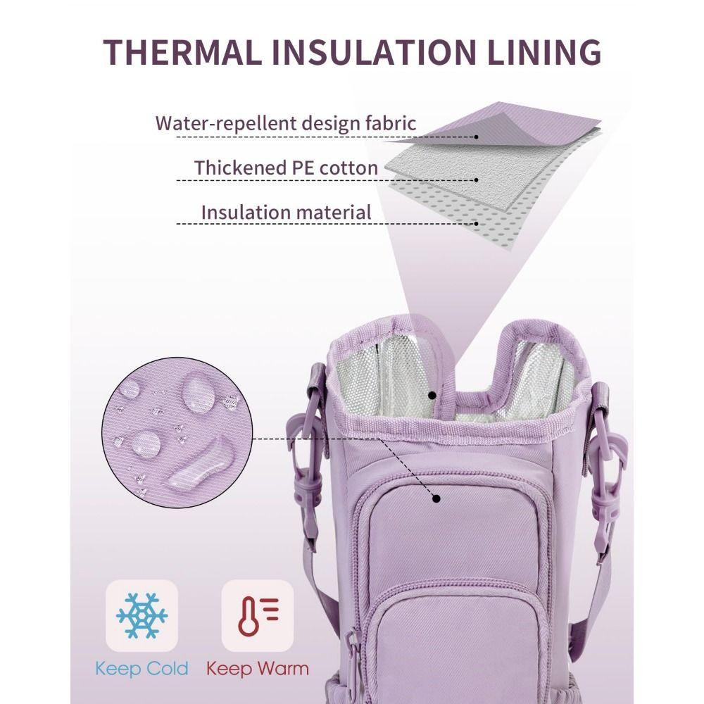 Water-resistant Water Bottle Holder Bag Adjustable Portable Water Bottle Carrier Bag with Handle Insulating Cup Sleeve for Women