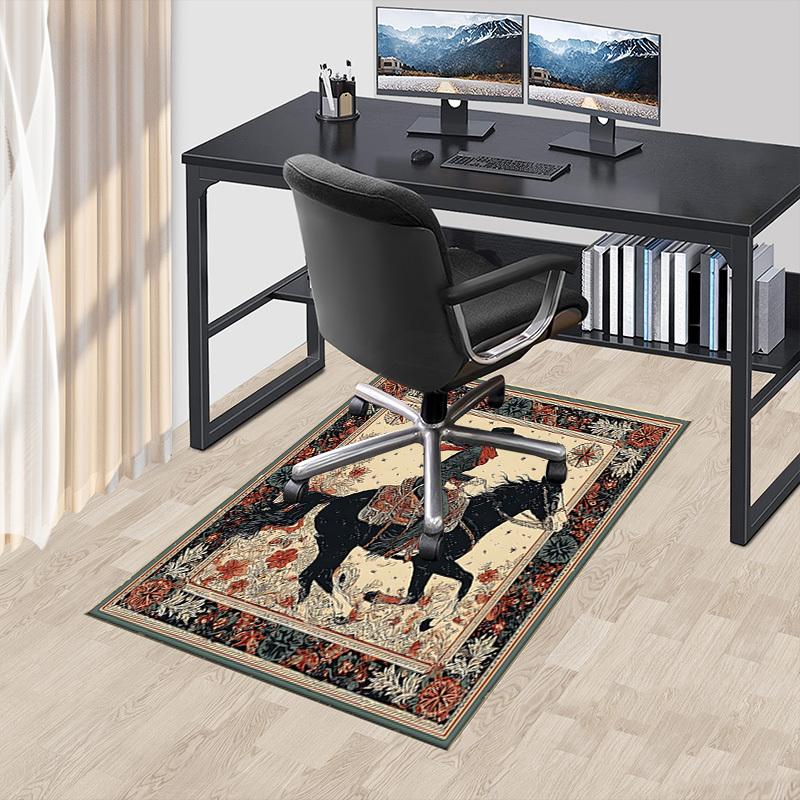 1PC Cowgirl Horse Non-Slip Floor carpet, Office, family, bedroom, Studio - Large Area Rug, Vibrant Colors-C0455