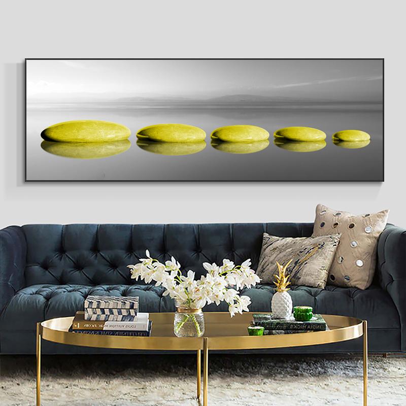 Abstract Golden Lucky Stone Posters and Prints Modern Canvas Painting Wall Art Pictures for Living Room Deer Home Decor No Frame