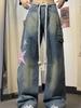 Vintage Harajuku Oversize Baggy Star Print Jeans Women High Waist  2000s Y2k Denim Trouser Female 90s Aesthetic Retro Wide Leg Pants 2024 New